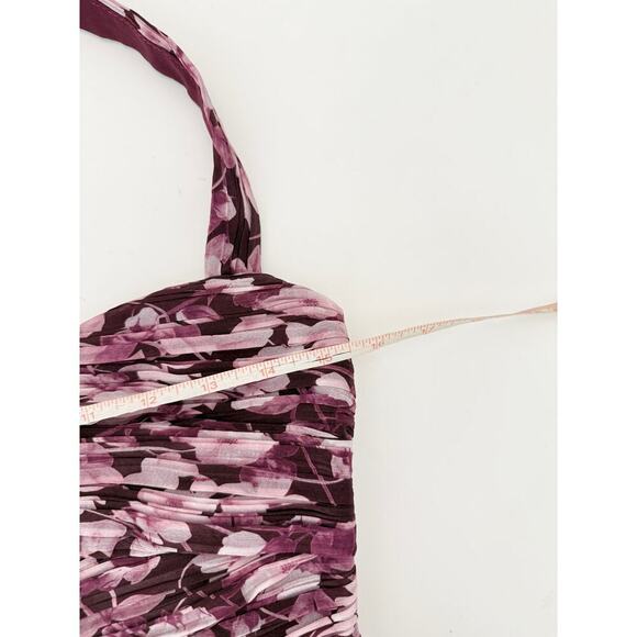 Lulu's burgundy floral pleated maxi dress - size small - Picture 5 of 9